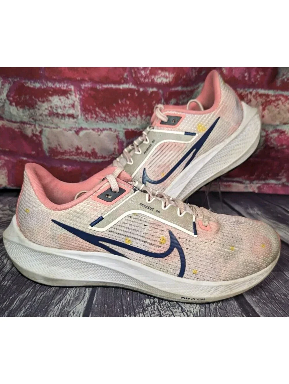 Nike Air Zoom Pegasus 40 Floral Watercolor Pearl Pink Running Shoes Women 8.5 40